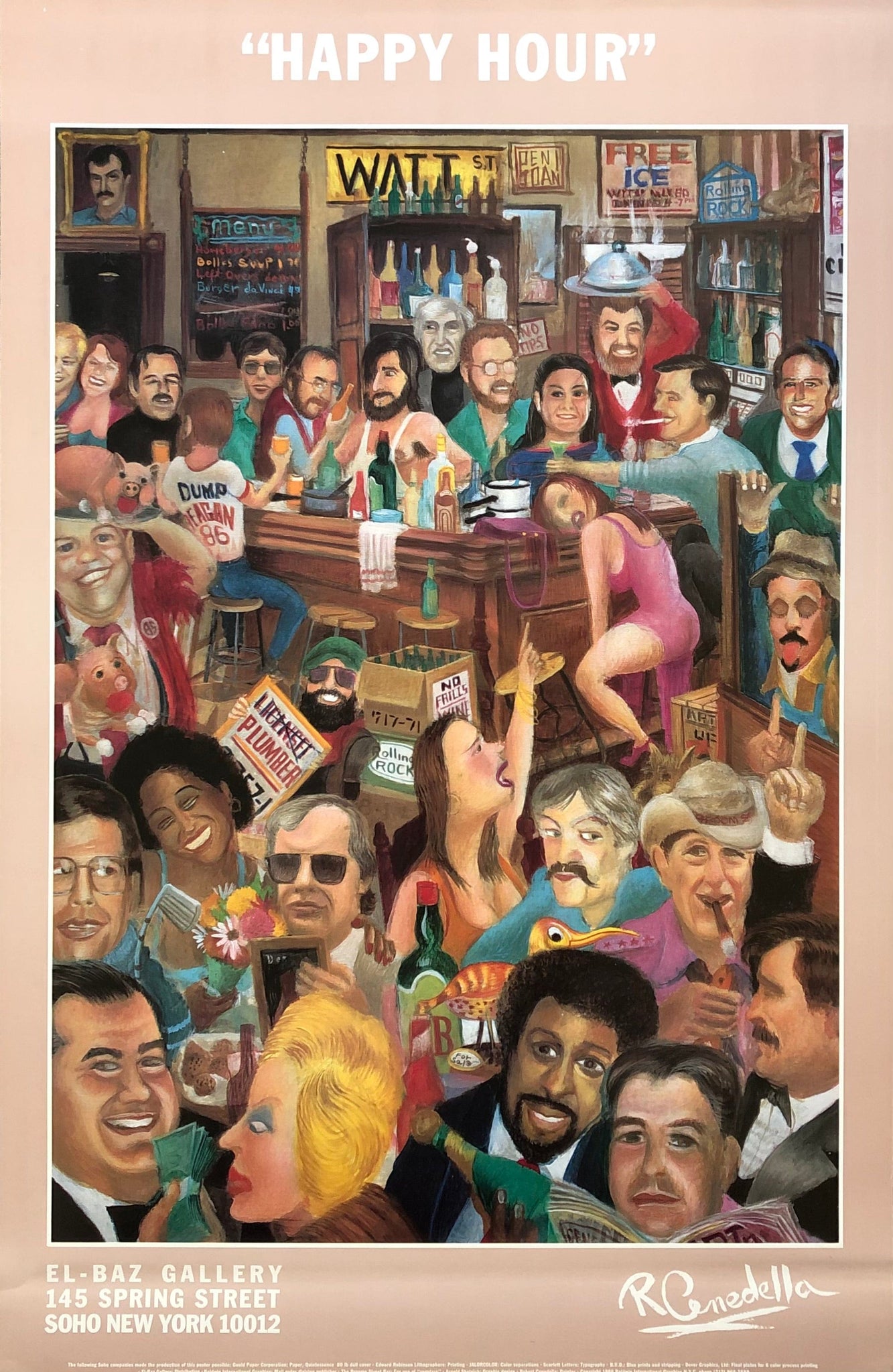 Robert Cenedella - Happy Hour, 1986